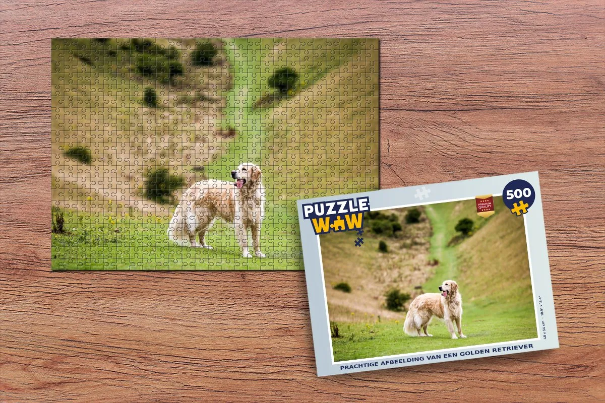 PuzzleWow Golden Retriever Legpuzzel 500 Stuks - Multicolor