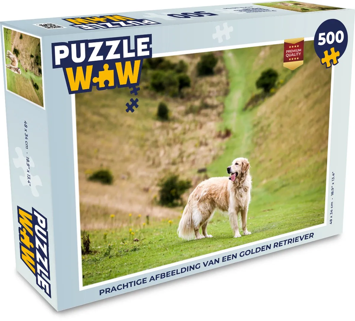 PuzzleWow Golden Retriever Legpuzzel 500 Stuks - Multicolor
