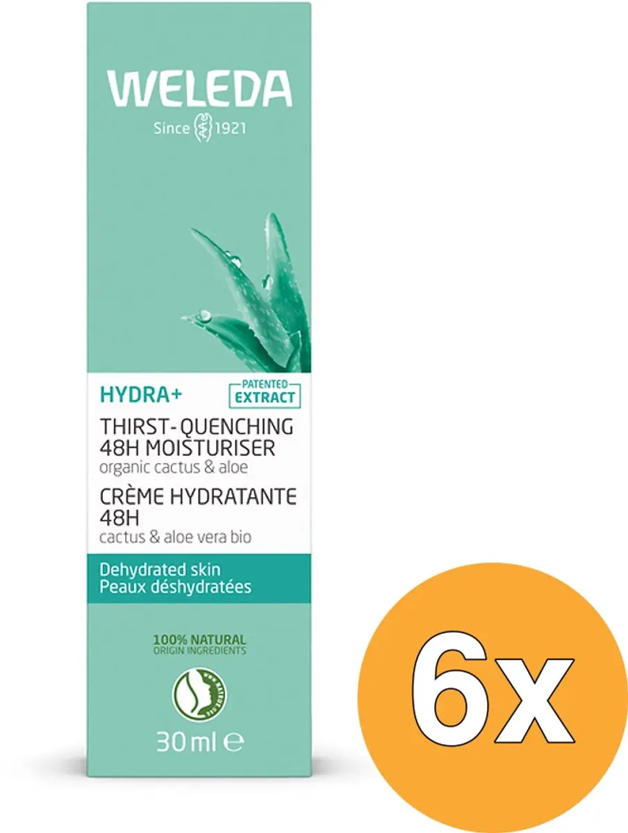 6x Weleda Hydra+ 48H Hydraterende Gezichtscreme (30 ml)