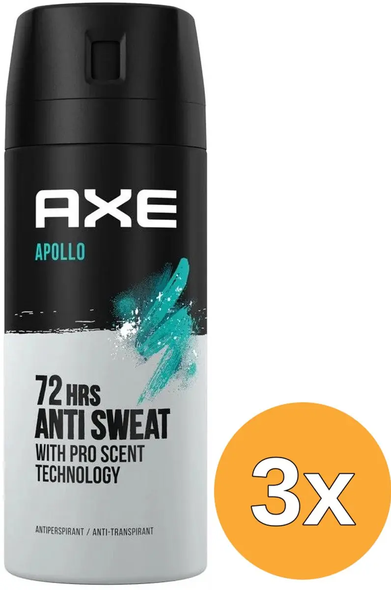 3x Axe Deodorant Spray Apollo Antitranspirant (150 ml)