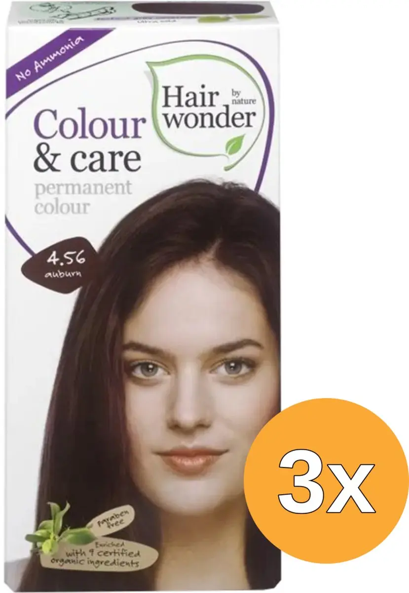 3x Hairwonder Colour & Care 4.56 auburn (100 ml)
