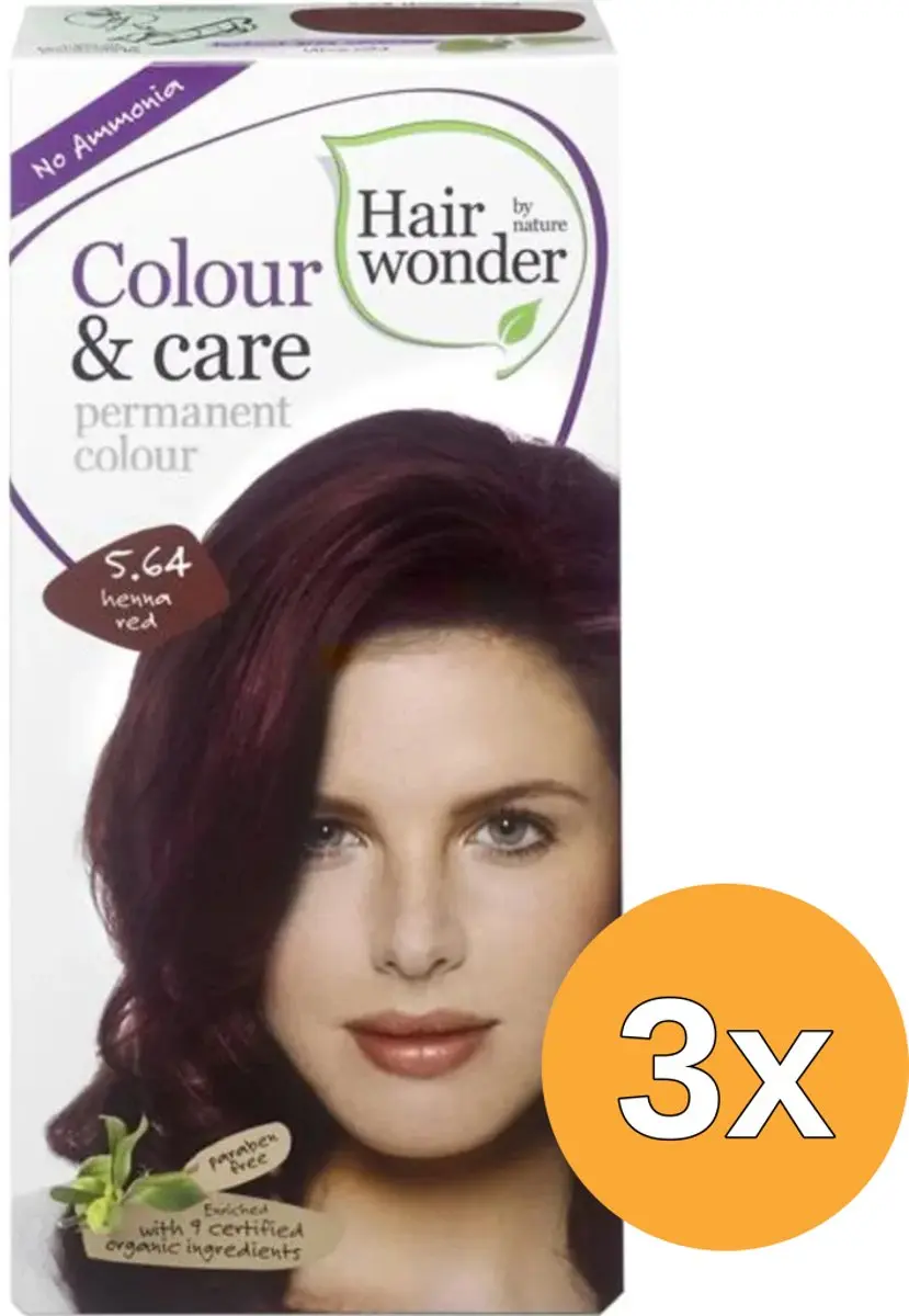3x Hairwonder Colour & Care henna red 5.64 (100 ml)