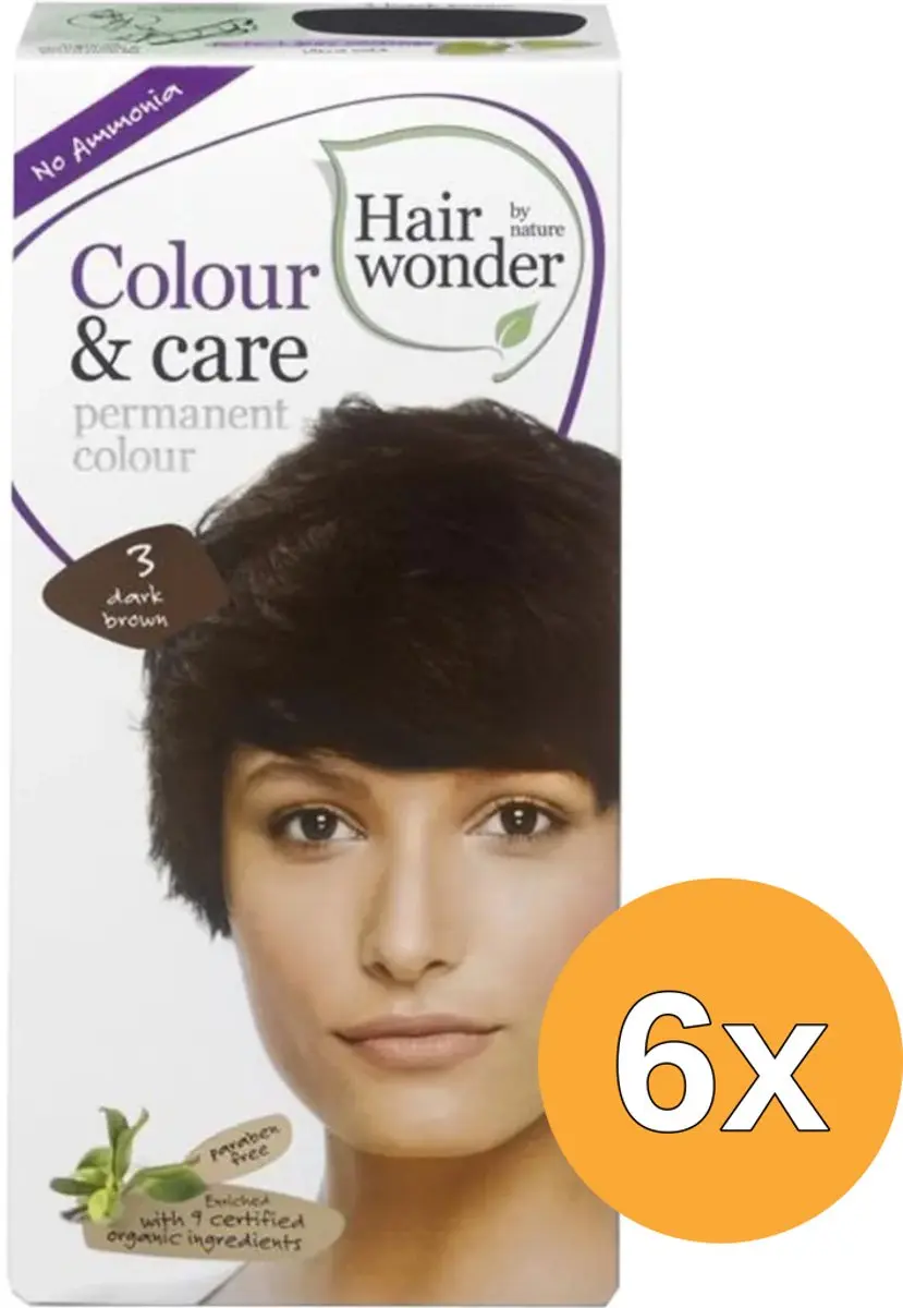 6x Hairwonder Colour & Care 3 Dark Brown (100 ml)