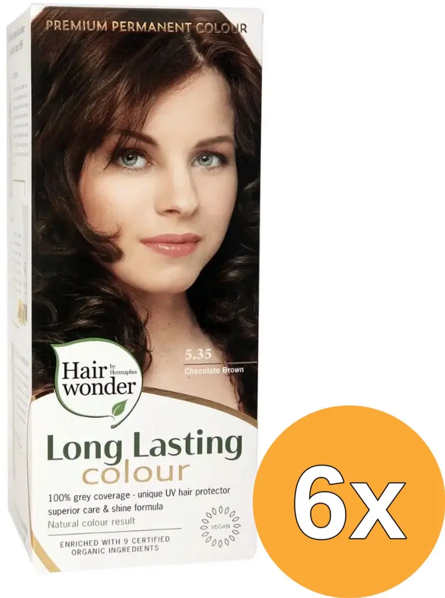 6x Hairwonder Long Lasting Colour 5.35 Chocolate Brown (100 ml)