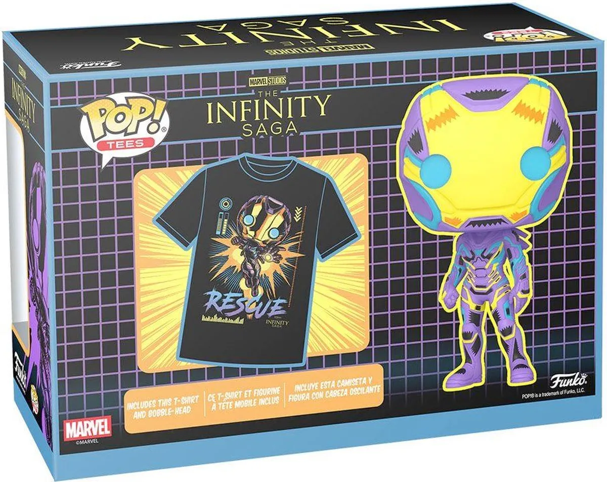 Marvel Funko POP! & Tee Box Rescue Blacklight - Zwart