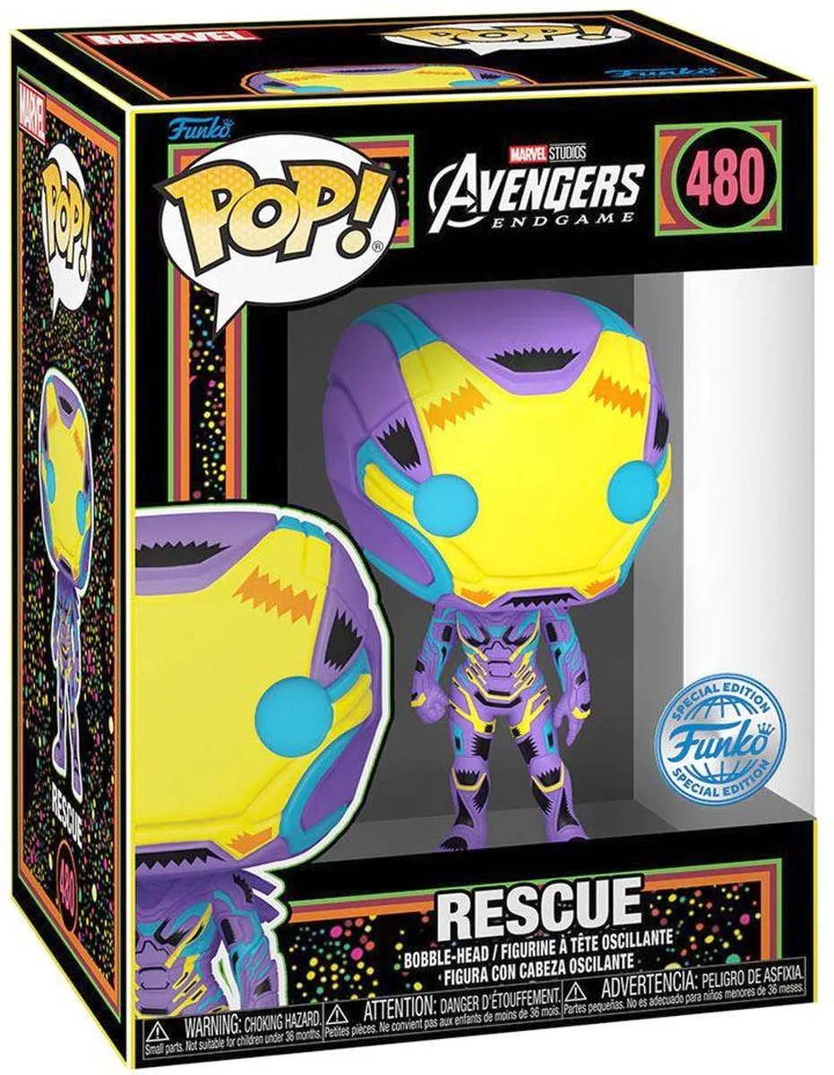 Marvel Funko POP! & Tee Box Rescue Blacklight - Zwart