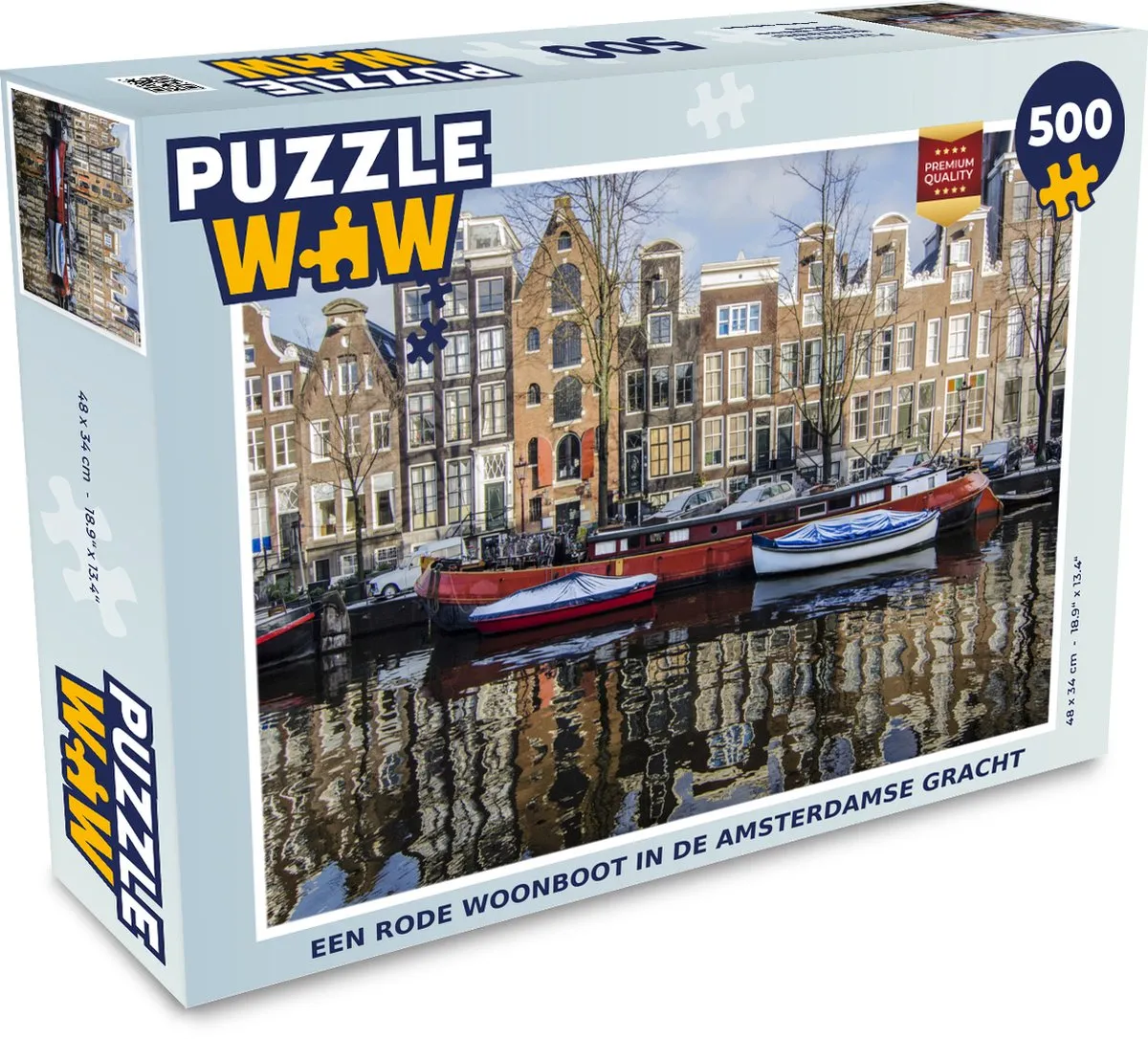 PuzzleWow Legpuzzel Amsterdamse Gracht 500 Stuks - Multicolor