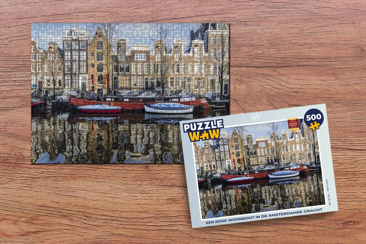 PuzzleWow Legpuzzel Amsterdamse Gracht 500 Stuks - Multicolor