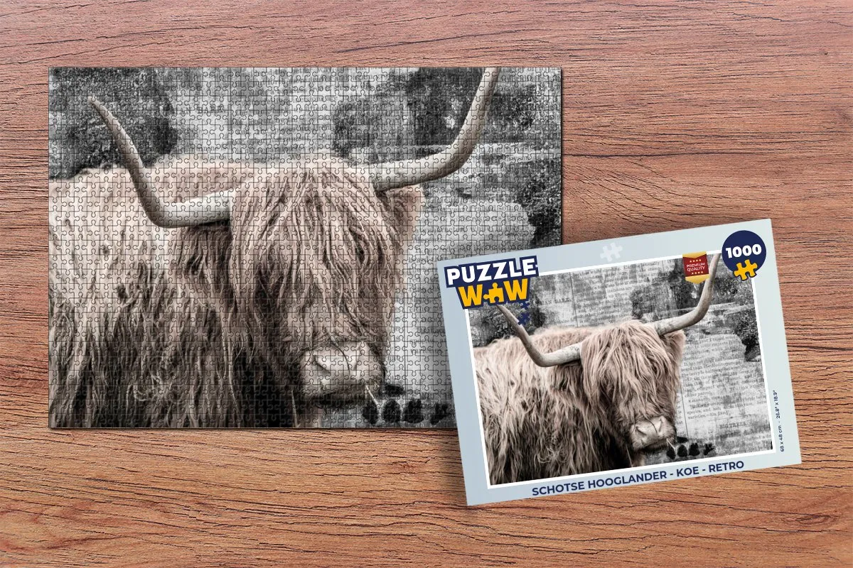 PuzzleWow Schotse Hooglander Legpuzzel 1000 Stuks - Multicolor