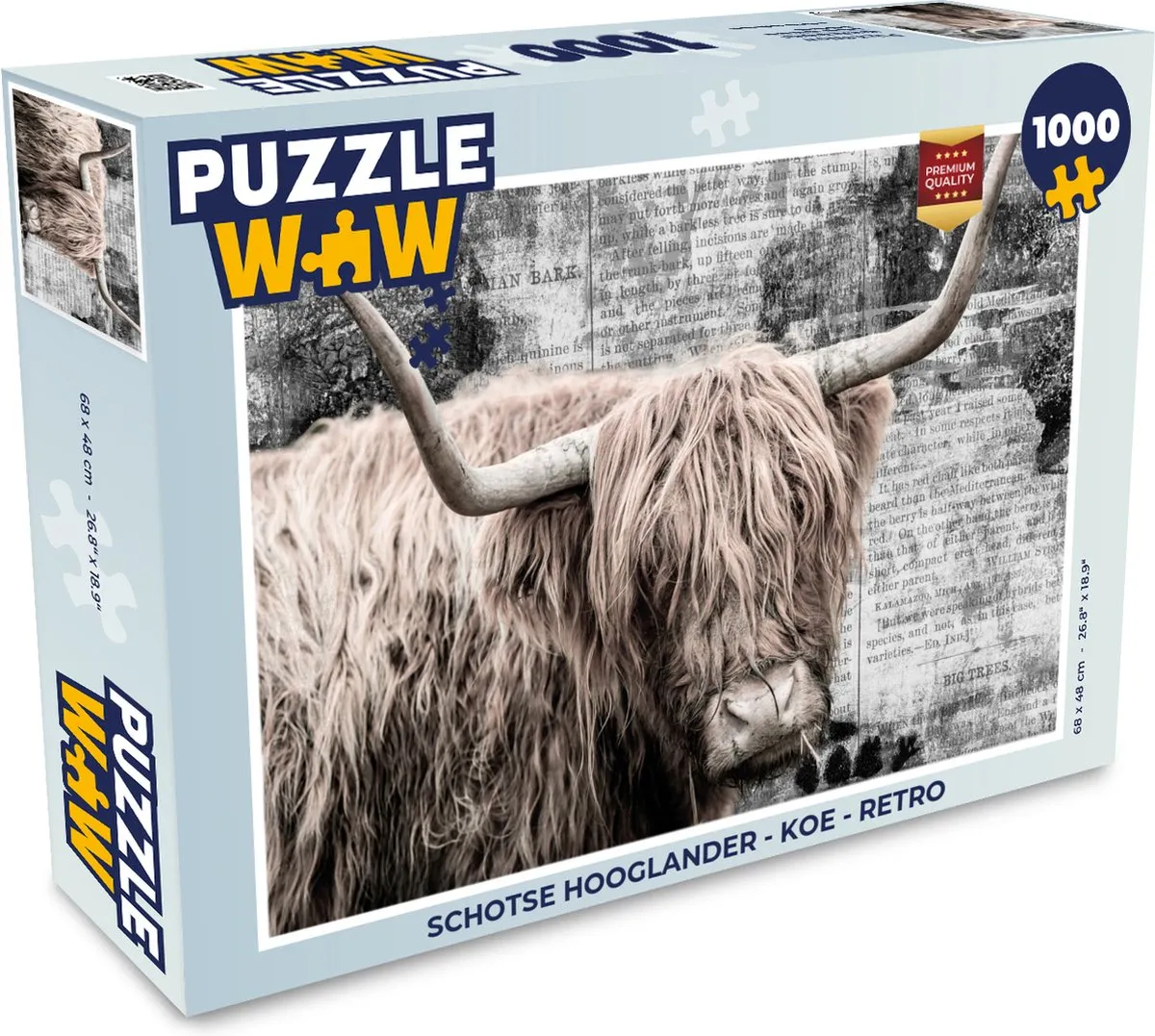 PuzzleWow Schotse Hooglander Legpuzzel 1000 Stuks - Multicolor