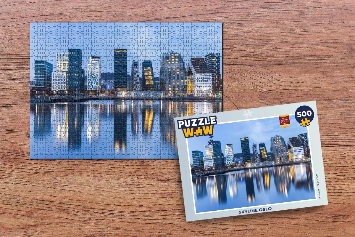 PuzzleWow Skyline Oslo Legpuzzel 500 Stuks - Multicolor