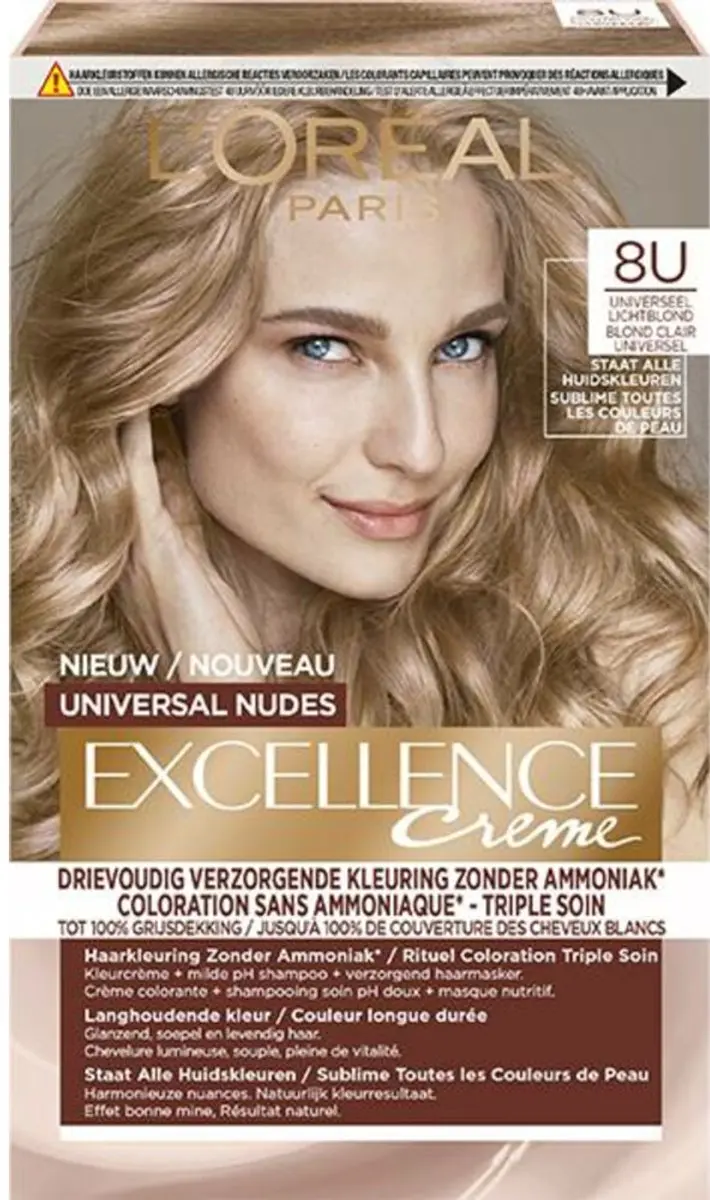 L'Oréal Paris Excellence Crème 8U Universeel Lichtblond - 2 Stuks
