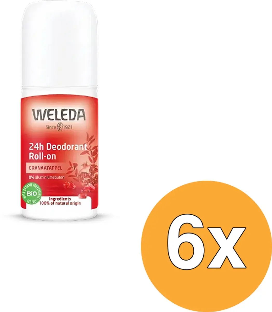 6x WELEDA granaatappel 24h roll on deodorant (50 ml)