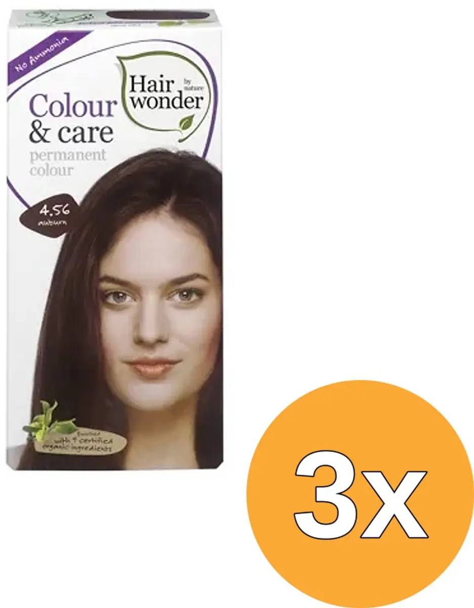 3x Hairwonder Colour cream 4.56 auburn (60 ml)