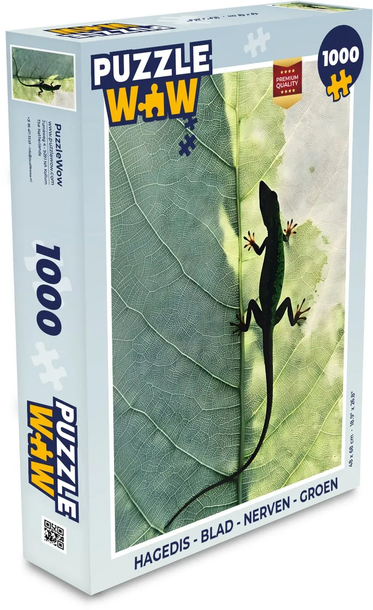 PuzzleWow Legpuzzel Hagedis - Blad 1000 Stuks - Groen