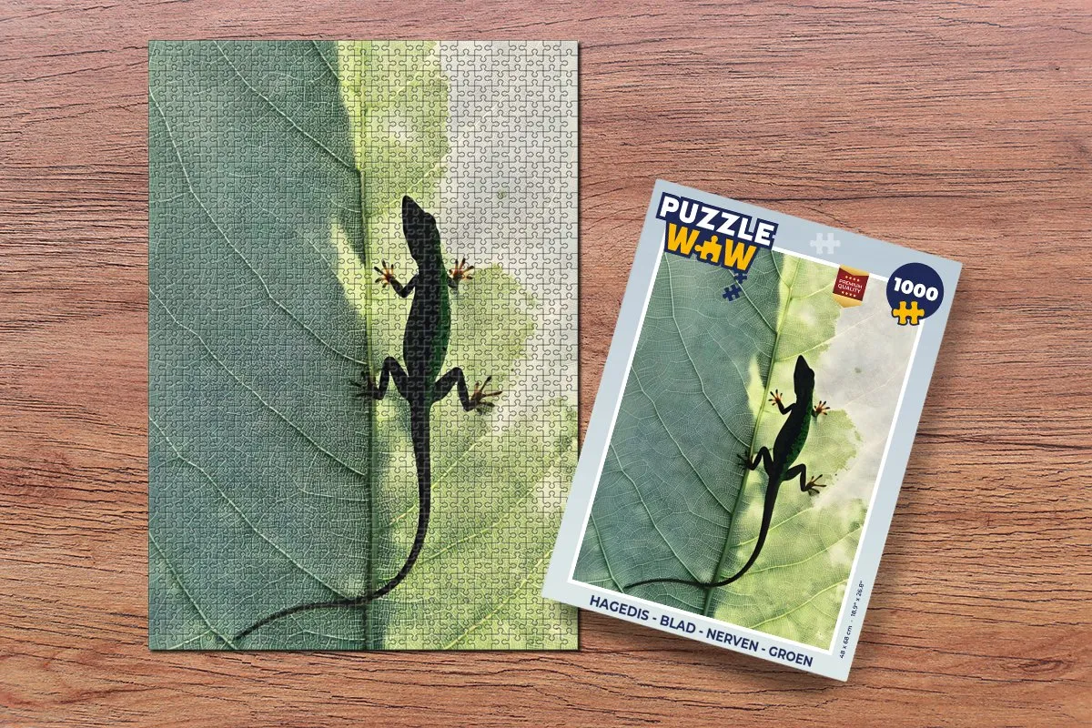 PuzzleWow Legpuzzel Hagedis - Blad 1000 Stuks - Groen