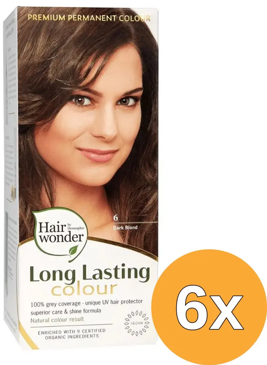 6x Hairwonder Long Lasting Colour 6 Dark Blond (100 ml)