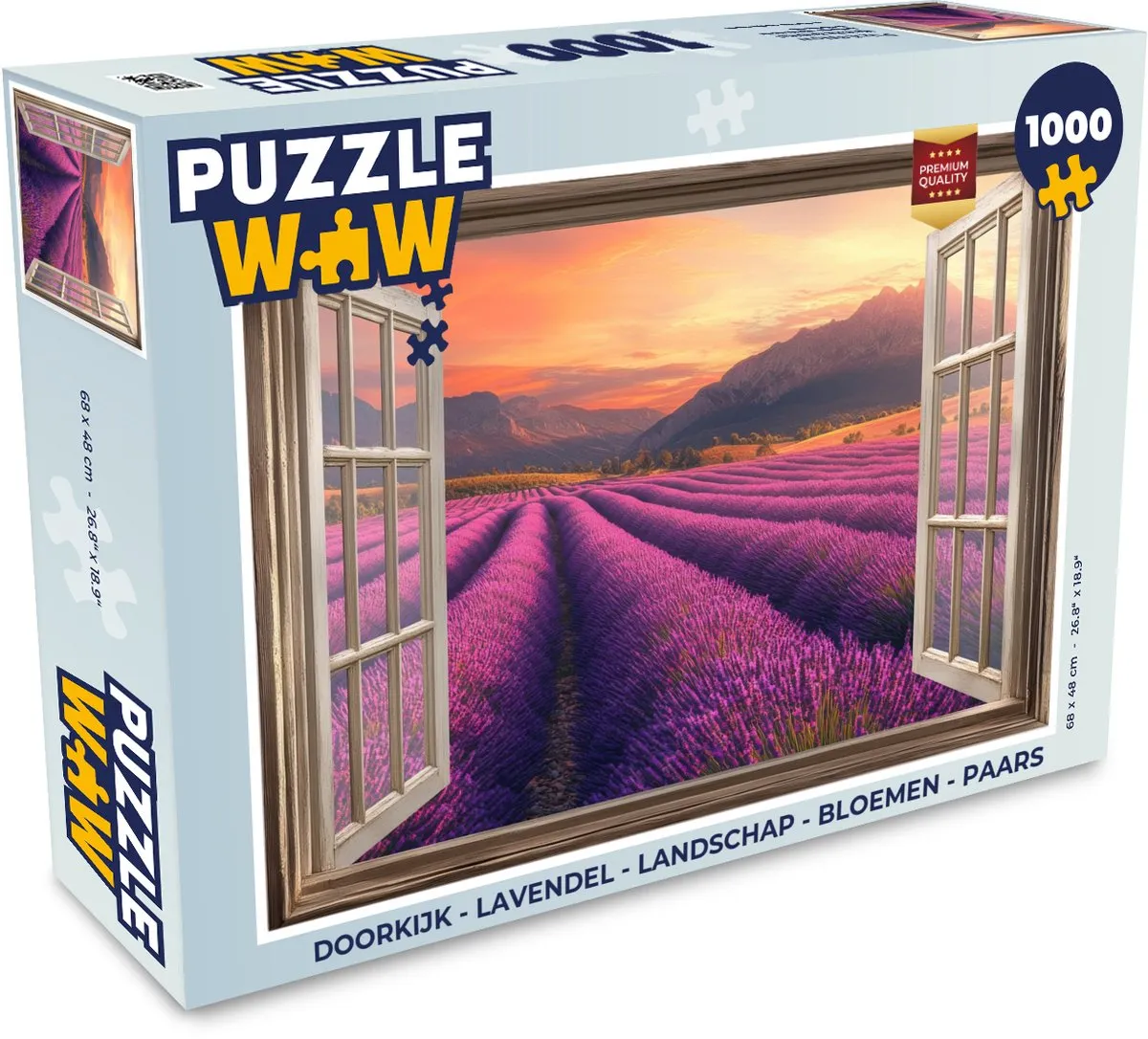 PuzzleWow Legpuzzel 1000 Stuks - Lavendel Landschap Paars