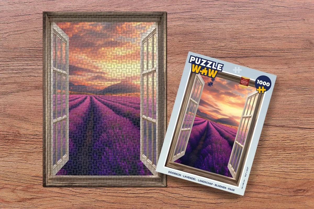 PuzzleWow Legpuzzel 1000 Stuks - Lavendel Landschap Paars