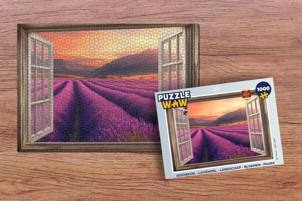 PuzzleWow Legpuzzel 1000 Stuks - Lavendel Landschap Paars