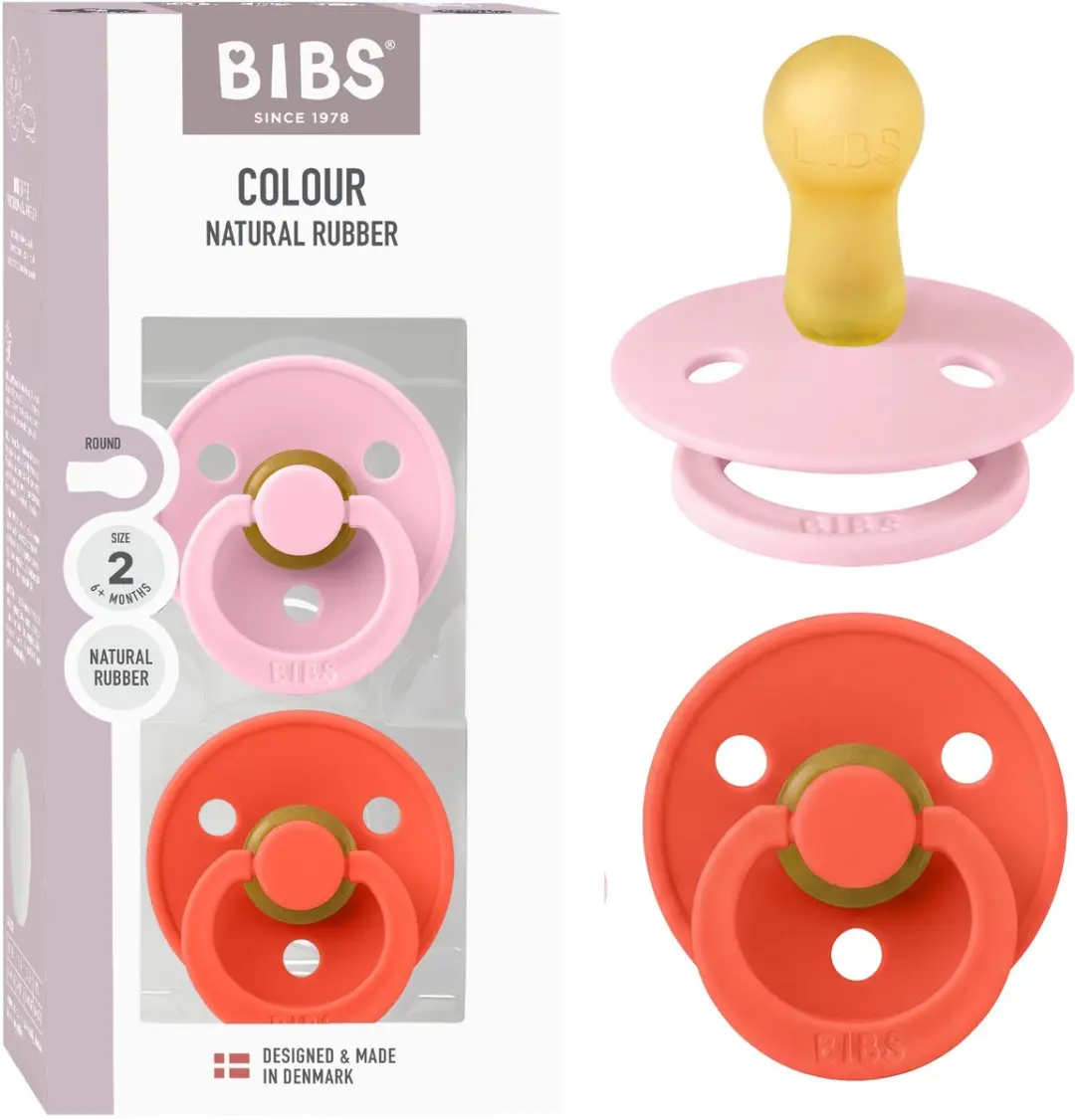 BIBS Colour Fopspeen Rond Baby Pink/Tango