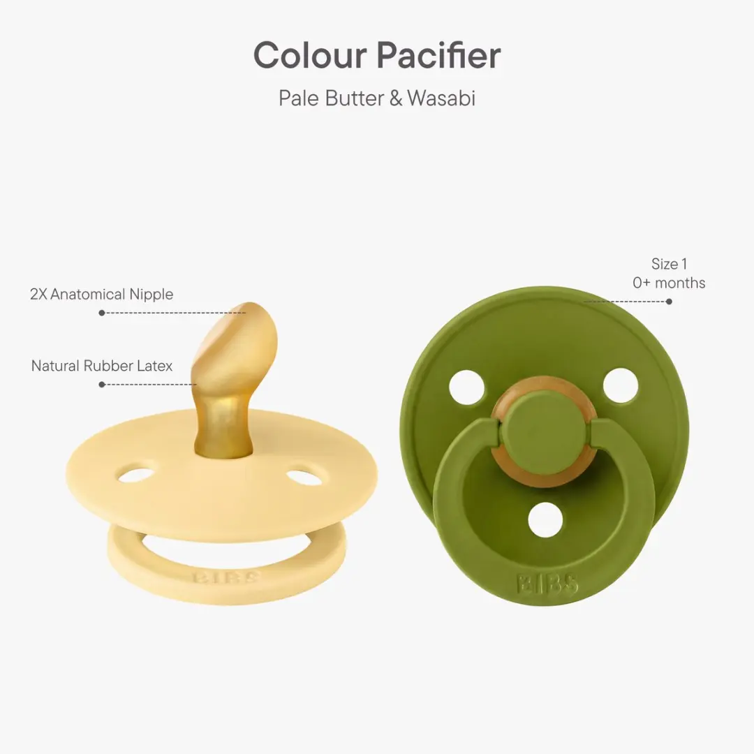 BIBS Colour Fopspeen Anatomisch 2 Stuks - Pale Butter/Wassabi