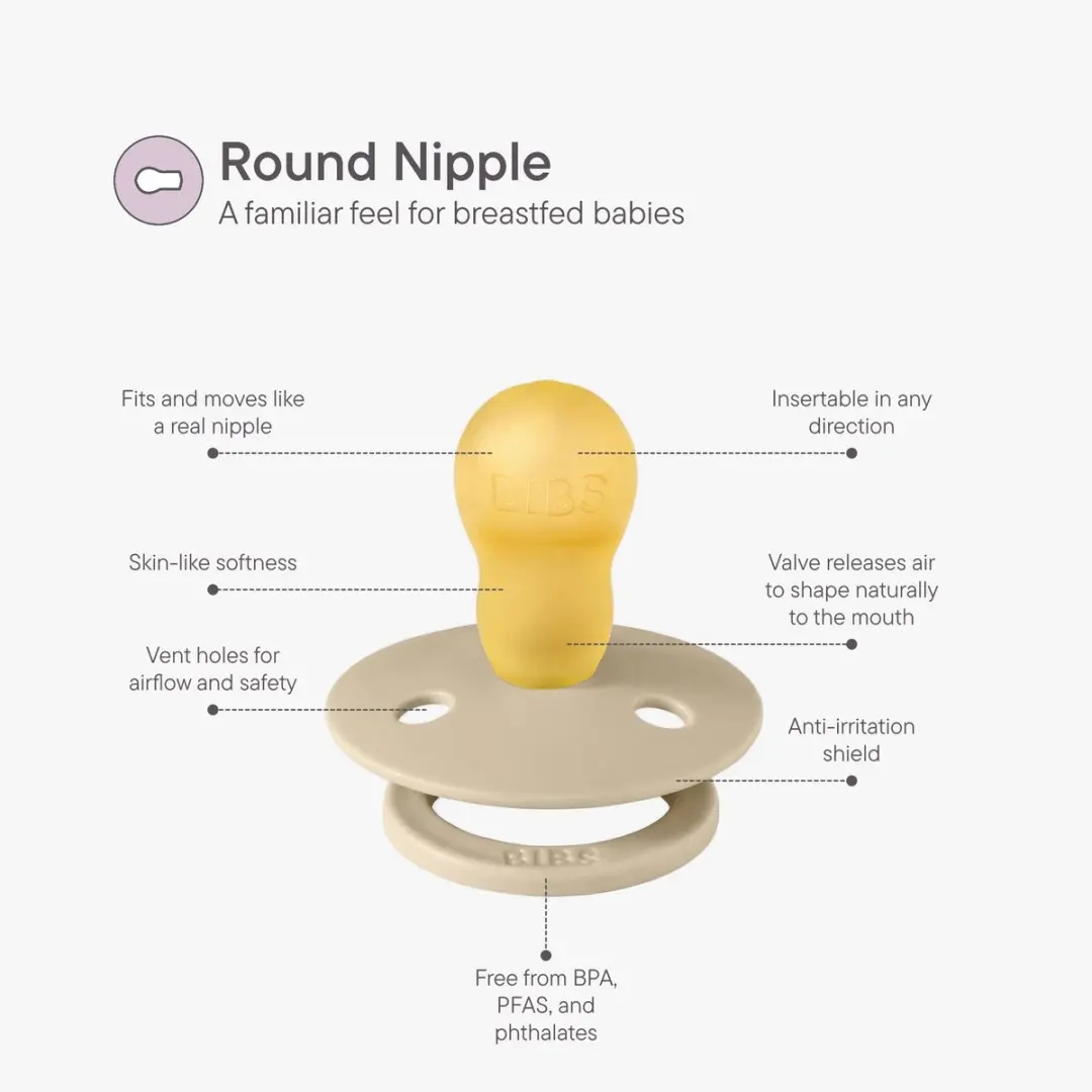 BIBS Colour Fopspeen Rond - 2 Stuks - Vanilla/Dark Oak