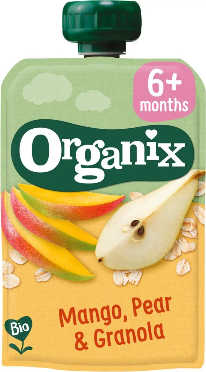 Organix Knijpfruit Mango Peer Granola 100ml
