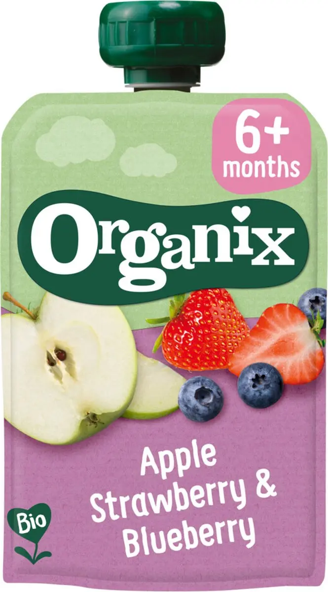 Organix Knijpfruit Appel Aardbei Bosbes 100ml