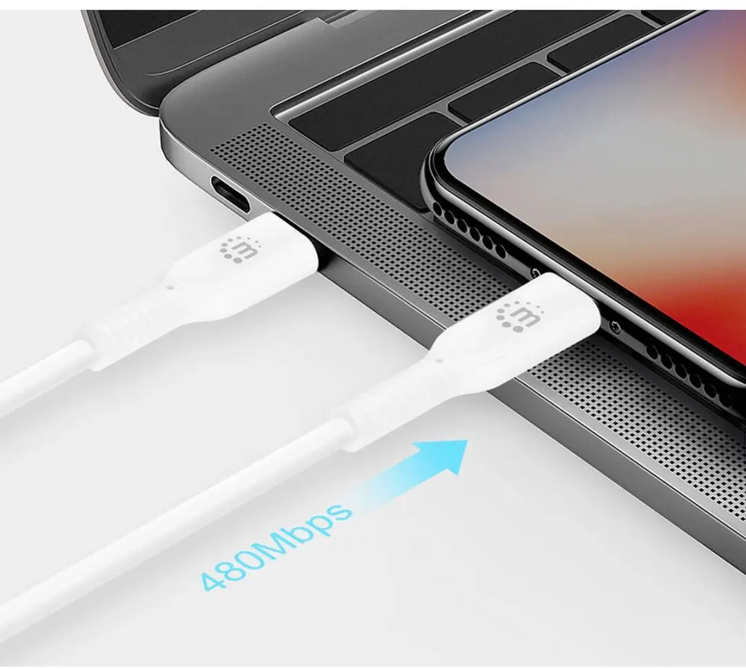 Manhattan 394512 USB-kabel USB-C/Lightning 1.0m - Wit - afbeelding 2 van 5