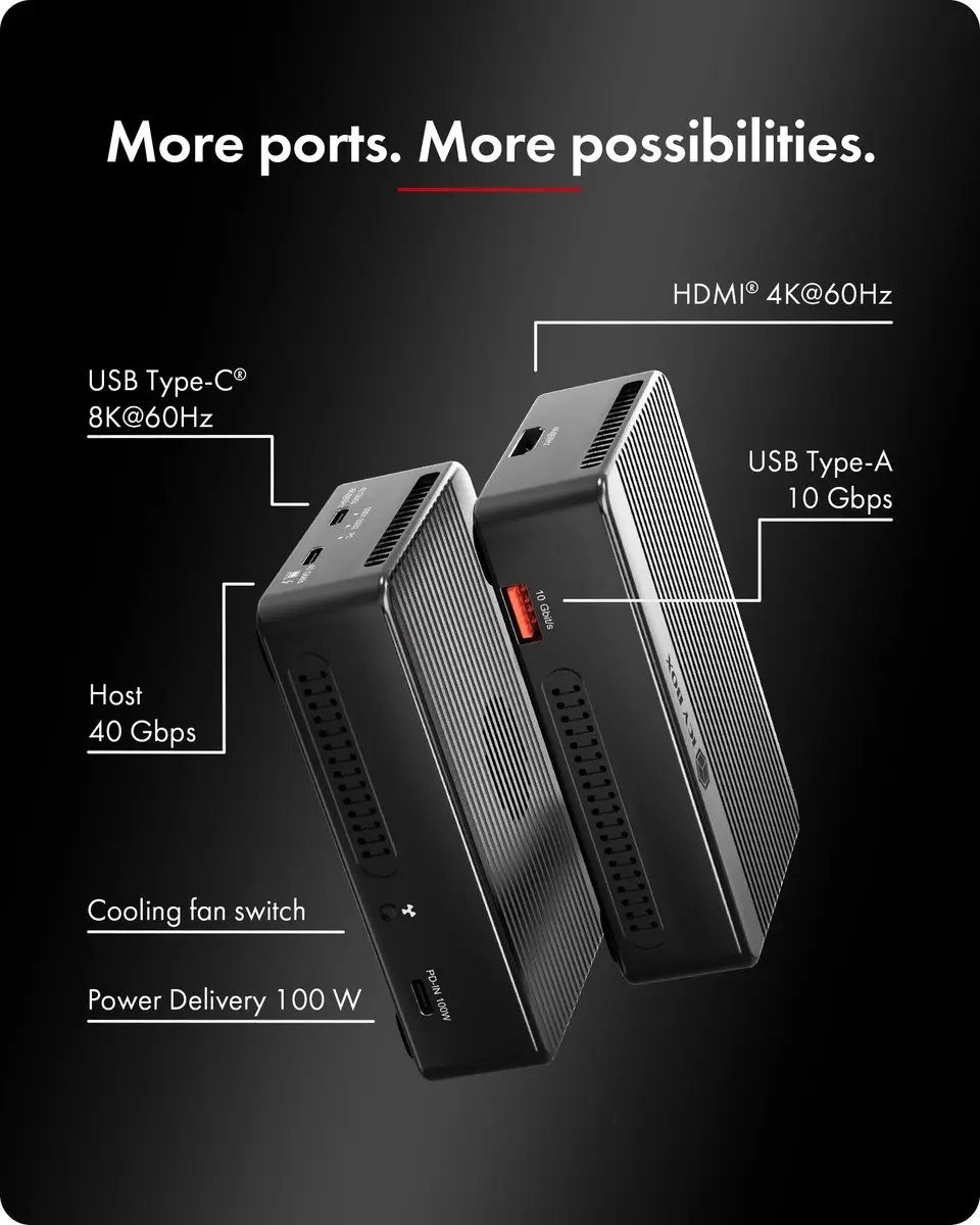 Icy Box IB-RD2818DK-40G M.2 SSD-behuizing - USB4/Thunderbolt 3 - Zwart