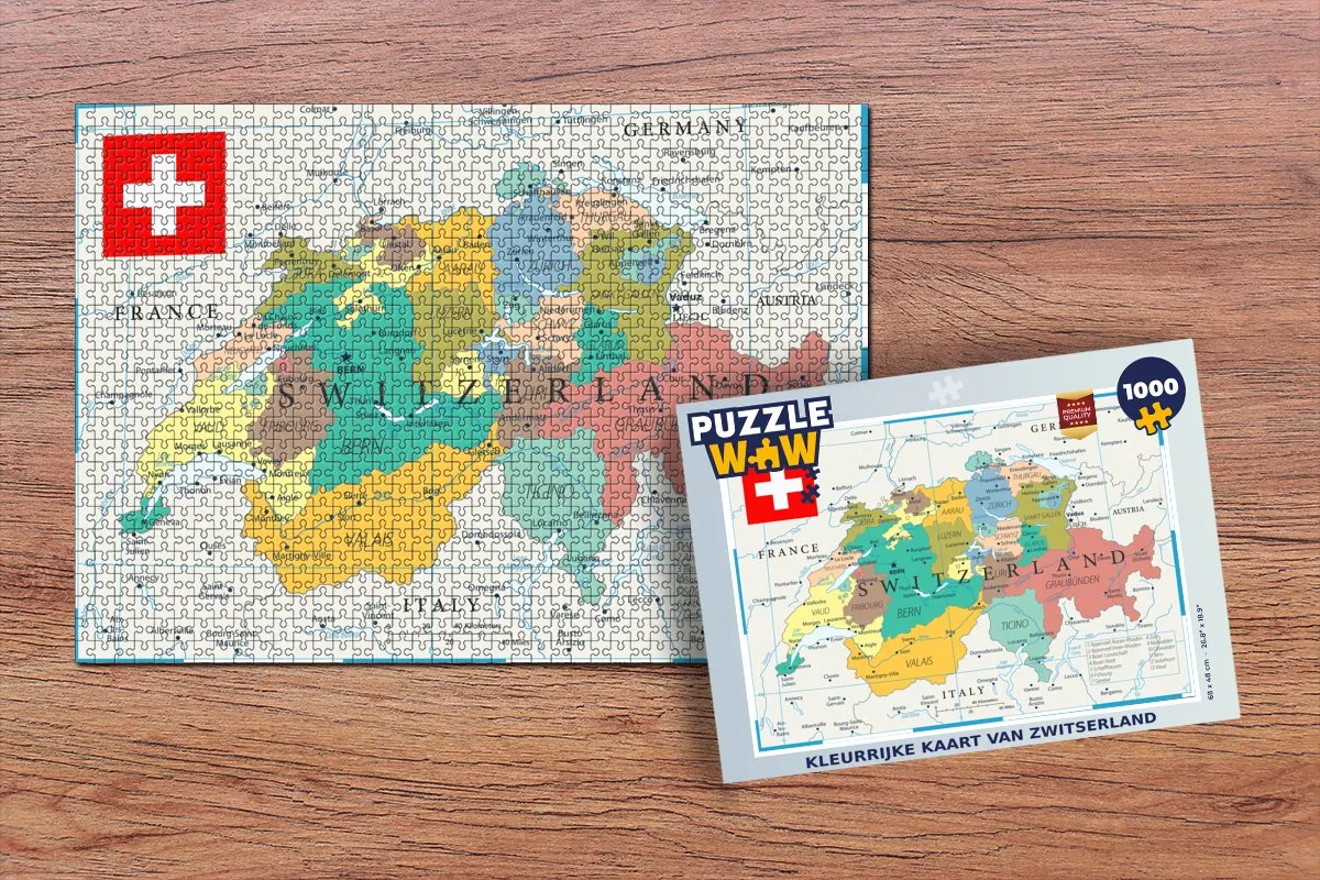 PuzzleWow Zwitserland Legpuzzel 1000 Stuks - Multicolor