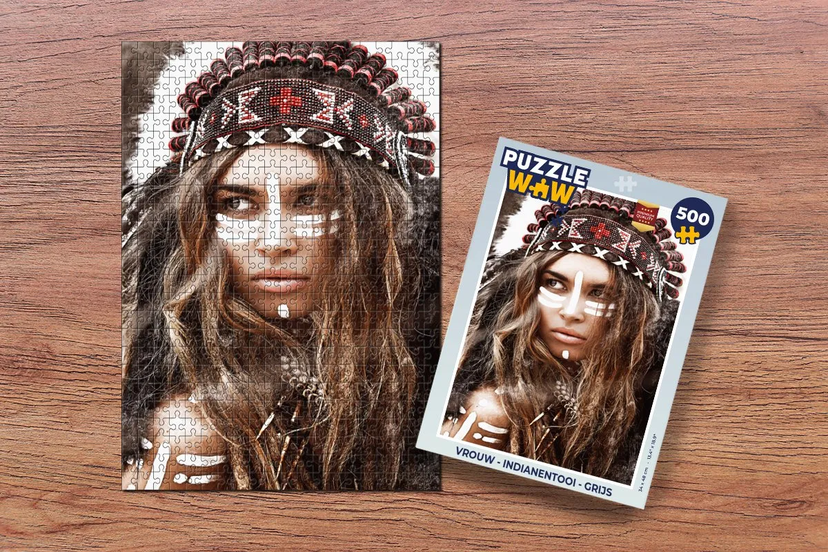 PuzzleWow Indianentooi Legpuzzel 500 Stuks - Multicolor