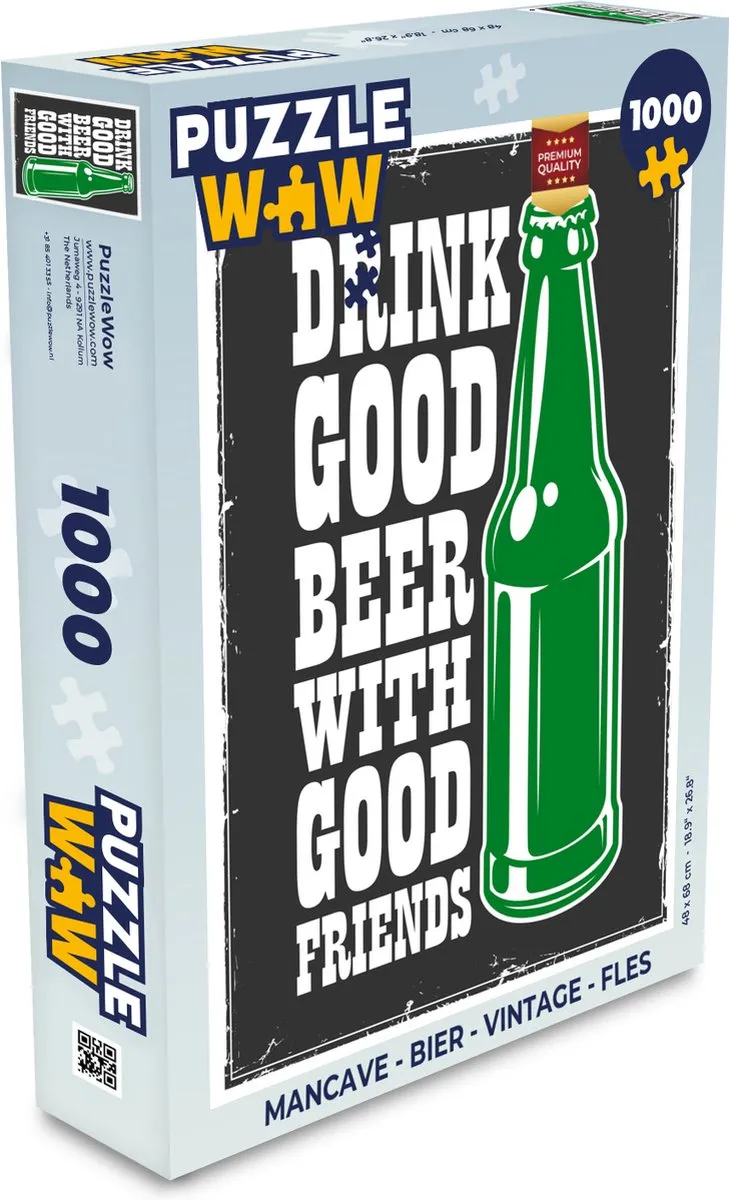 PuzzleWow Mancave Bier Legpuzzel 1000 Stuks - Multicolor