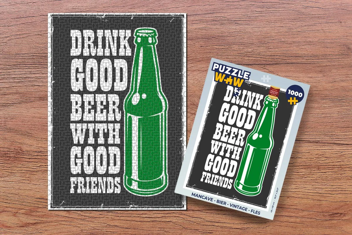PuzzleWow Mancave Bier Legpuzzel 1000 Stuks - Multicolor
