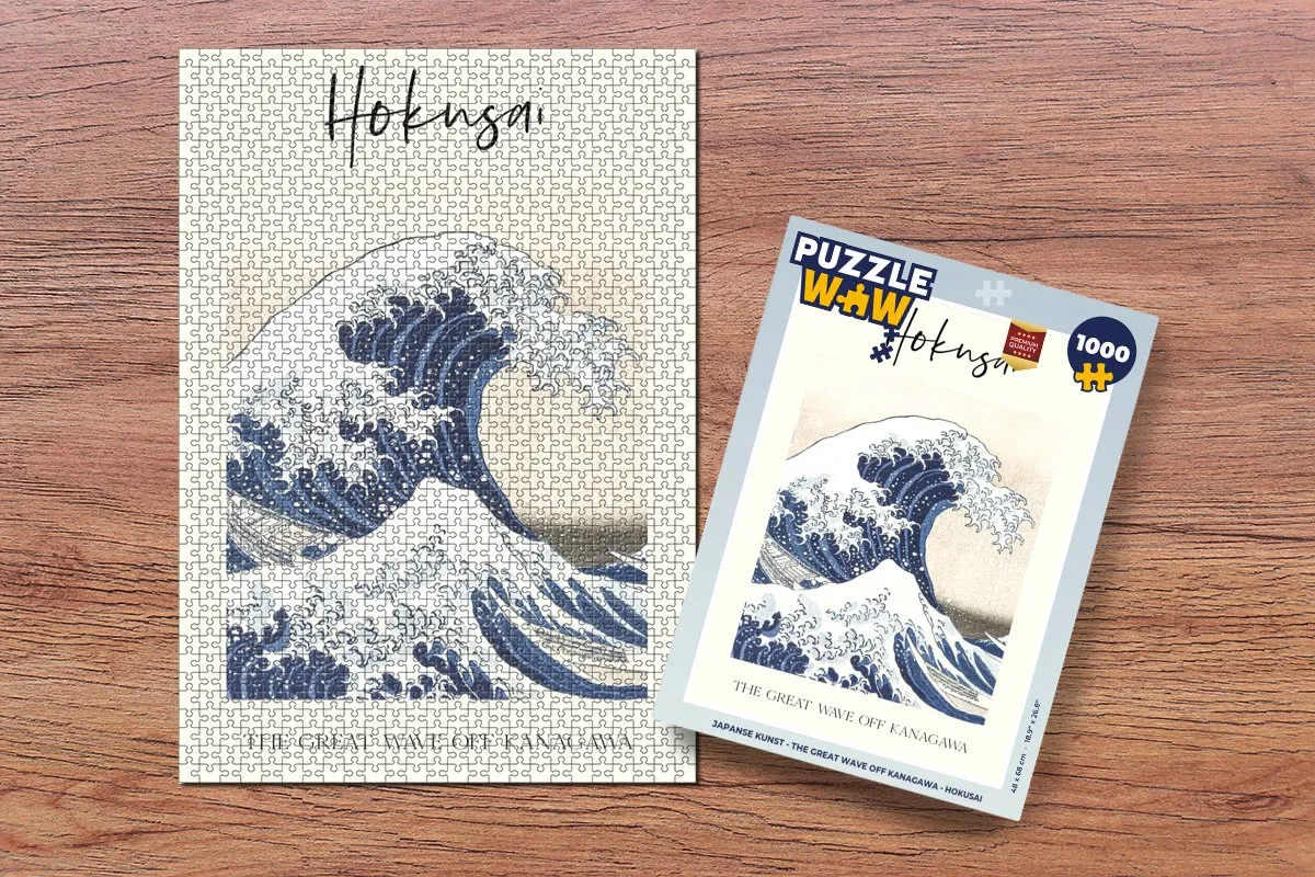 PuzzleWow The Great Wave off Kanagawa Legpuzzel 1000 Stuks - Multicolor