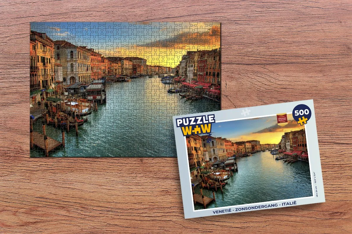 PuzzleWow Venetië Zonsondergang Legpuzzel 500 Stuks - Multicolor