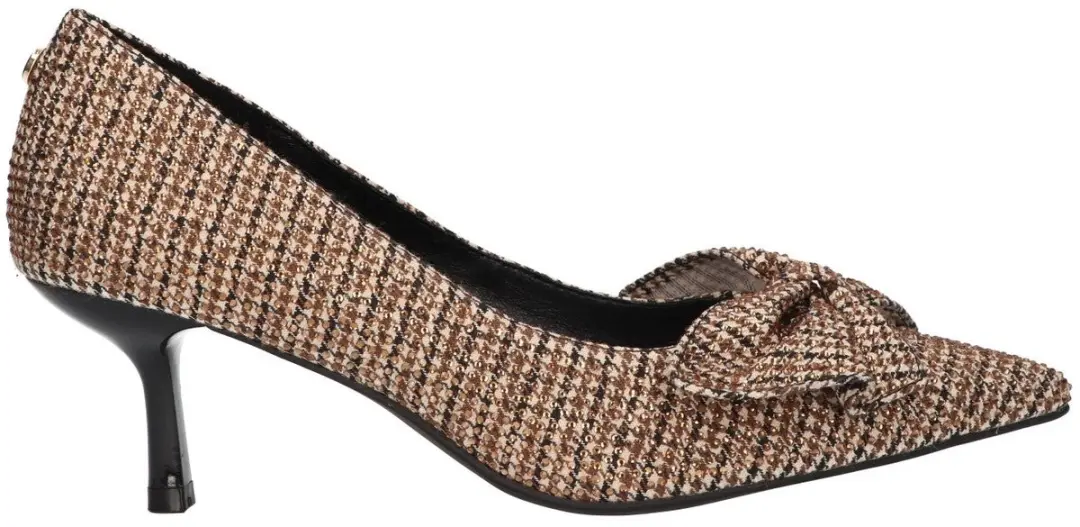 La Strada Pump Met Steentjes Beige Textiel