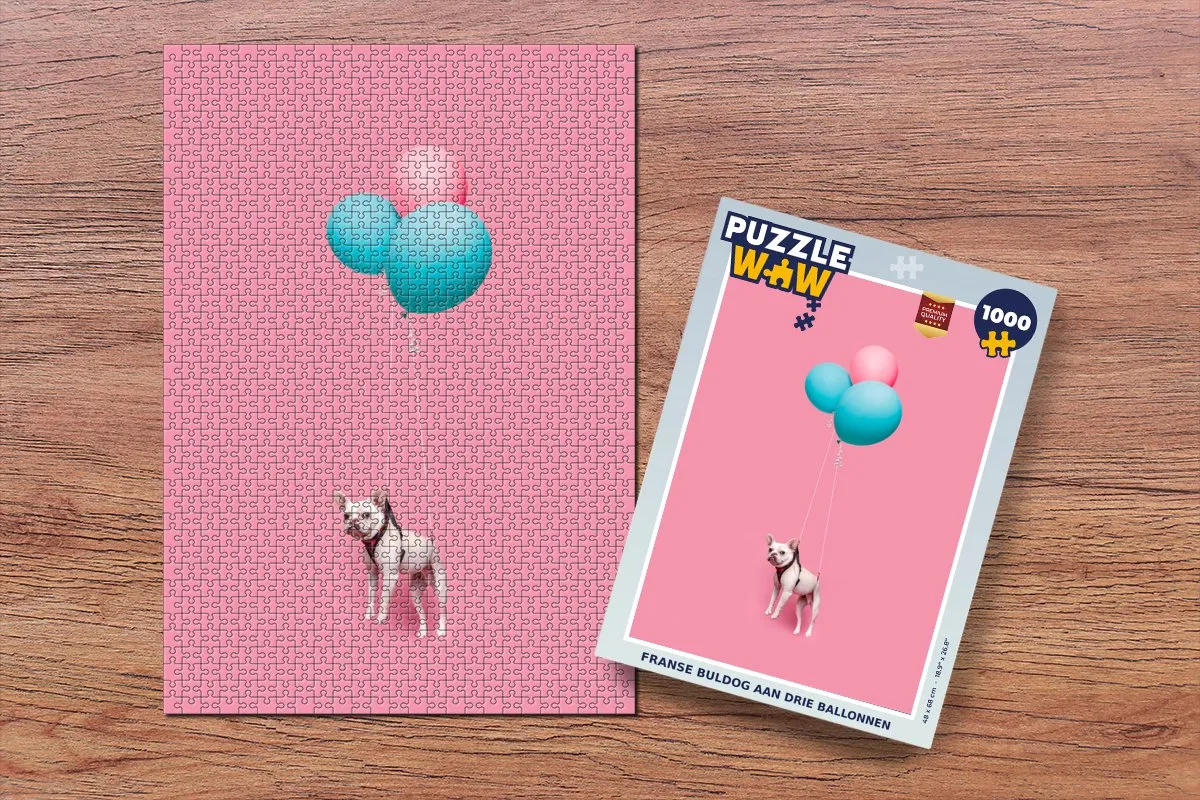 PuzzleWow Franse Bulldog Ballonnen Legpuzzel 1000 Stuks - Multicolor