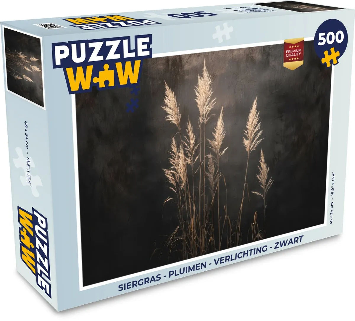 PuzzleWow Siergras Pluimen Legpuzzel 500 Stuks - Zwart
