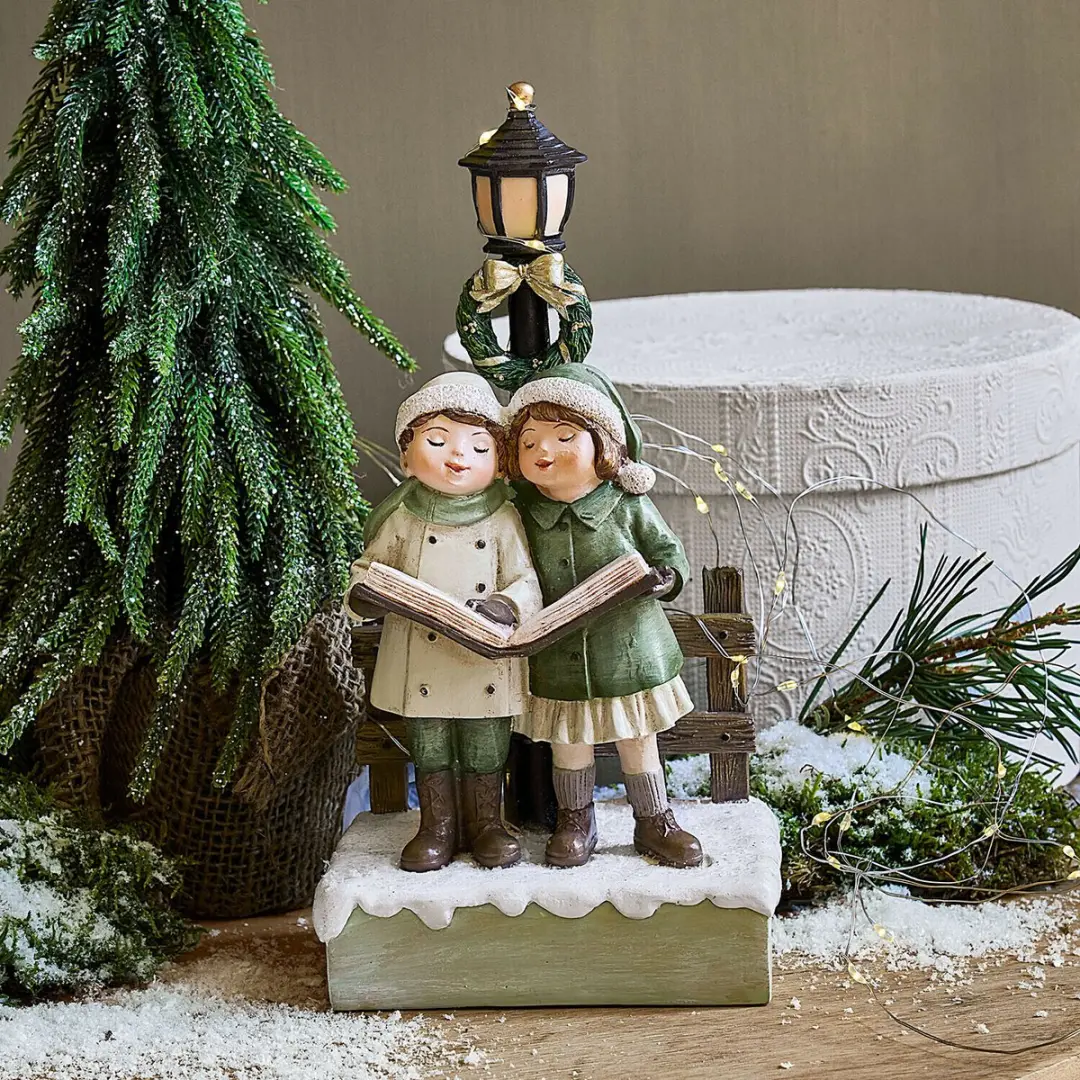 Loberon Decoratieve Kindjes Ledlantaarn Jerries - Warm Wit Licht - Groen/Wit - afbeelding 3 van 4