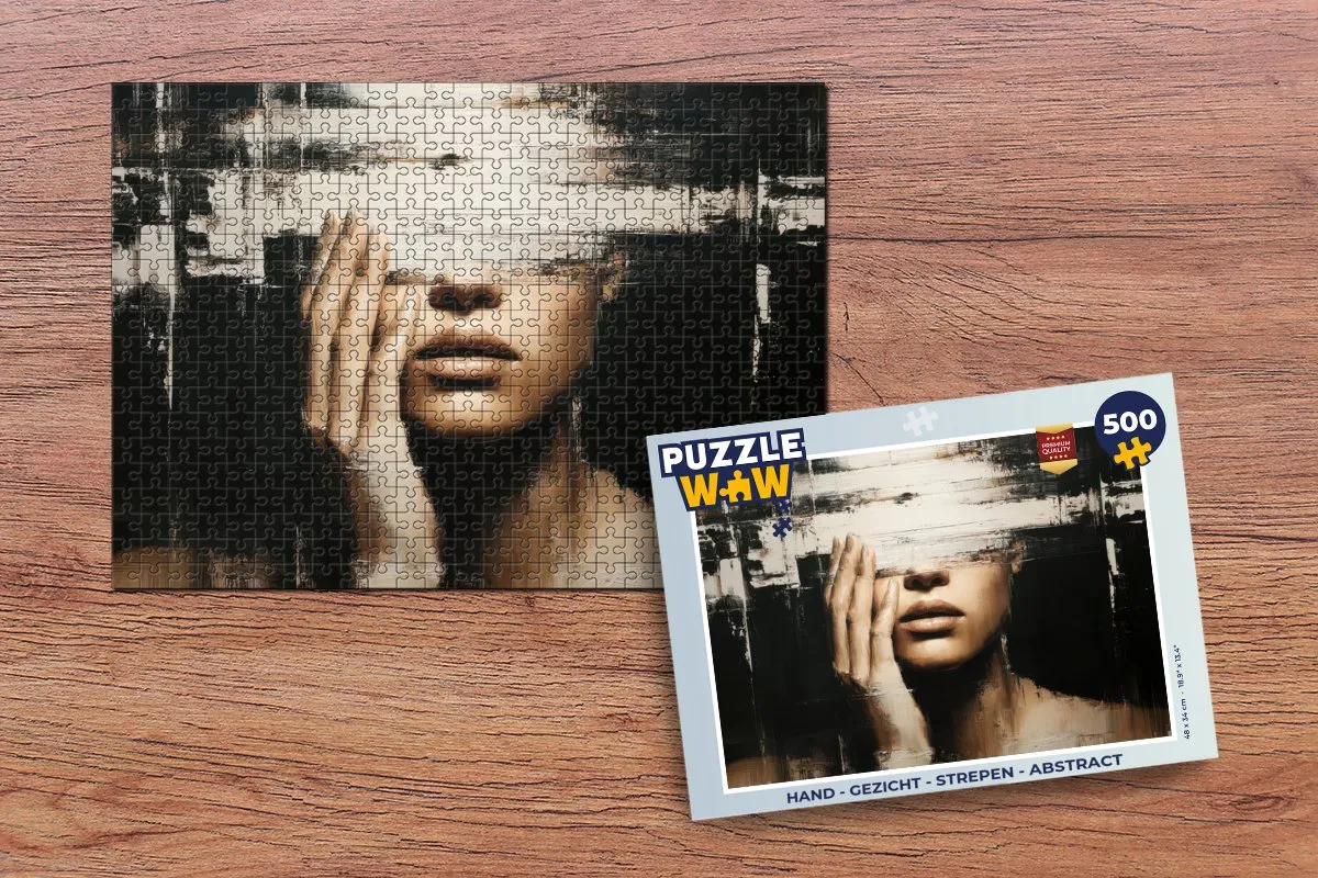 PuzzleWow Abstract Legpuzzel 500 Stuks - Hand Gezicht Strepen