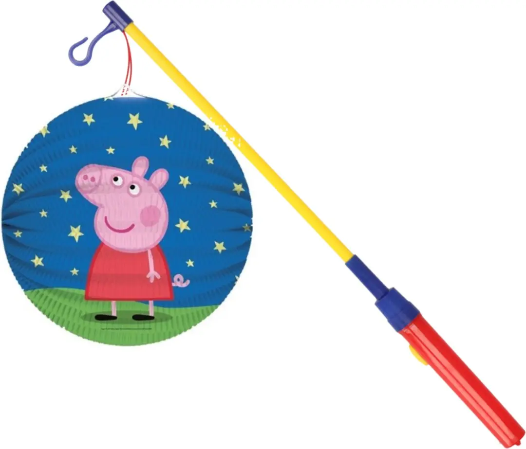 Mooie Lampion Peppa Pig print 25 cm met lampionstokje setje
