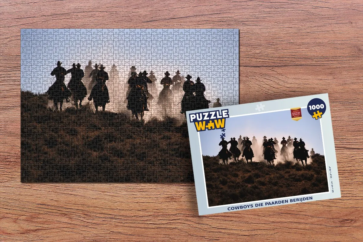 PuzzleWow Cowboys te Paard Legpuzzel 1000 Stuks - Multicolor