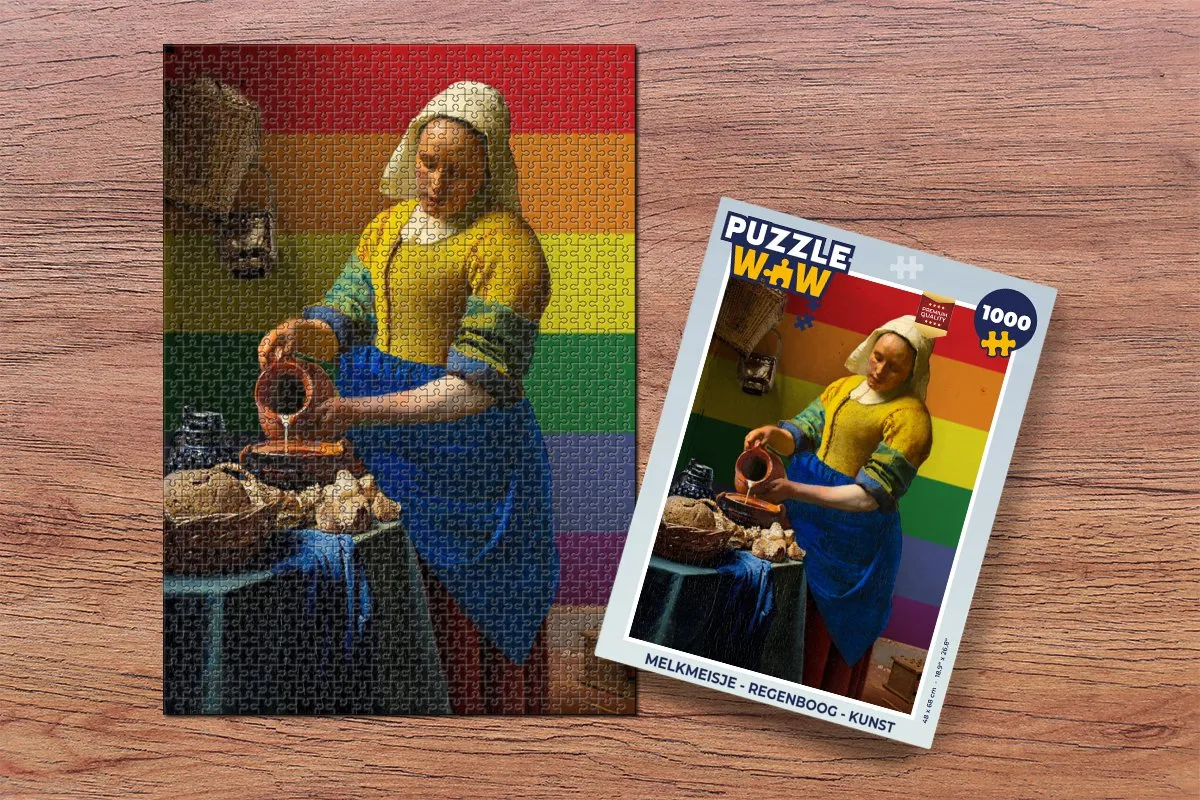 PuzzleWow Melkmeisje Regenboog Legpuzzel 1000 Stuks