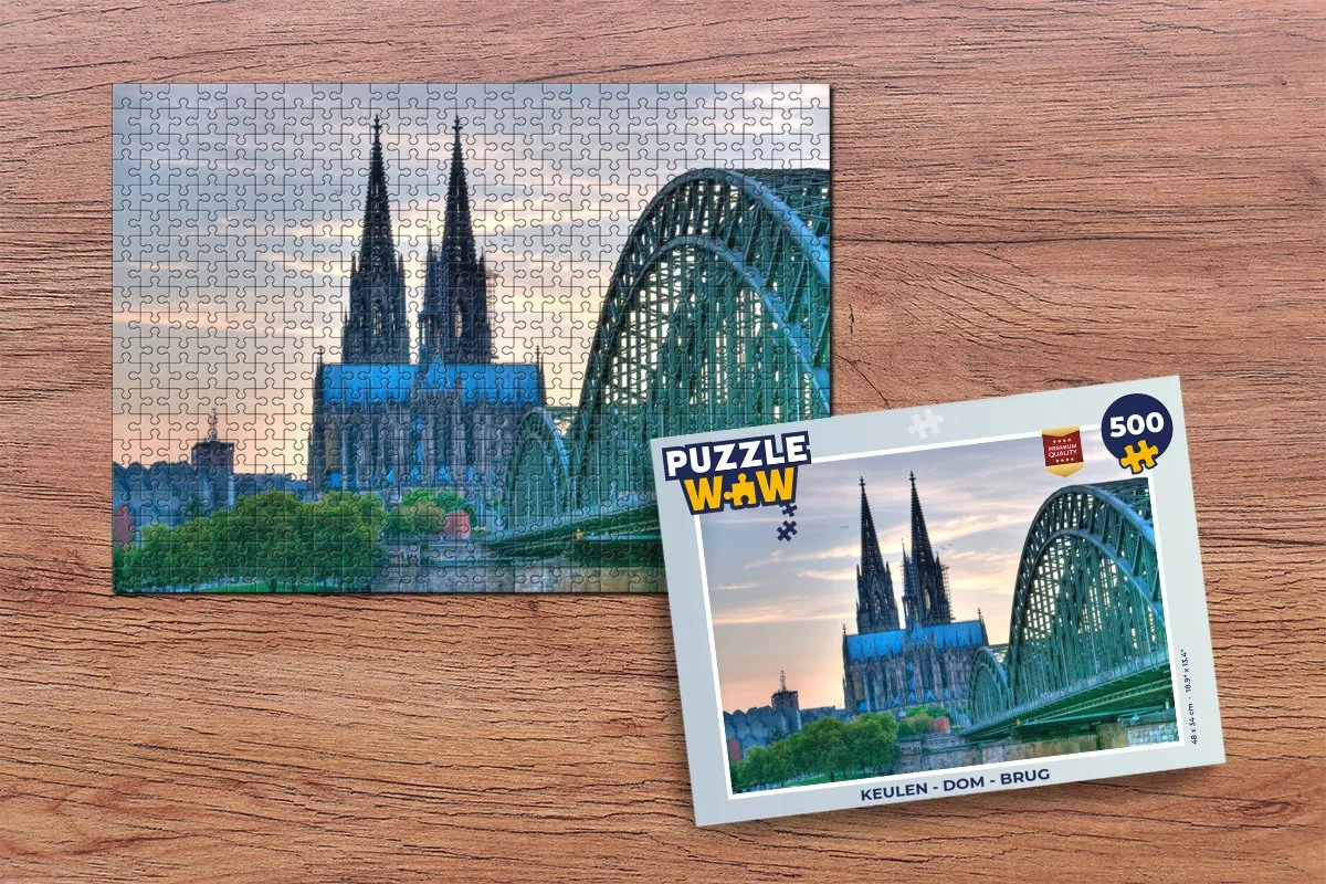 PuzzleWow Keulen Dom Brug Legpuzzel 500 Stuks - Multicolor