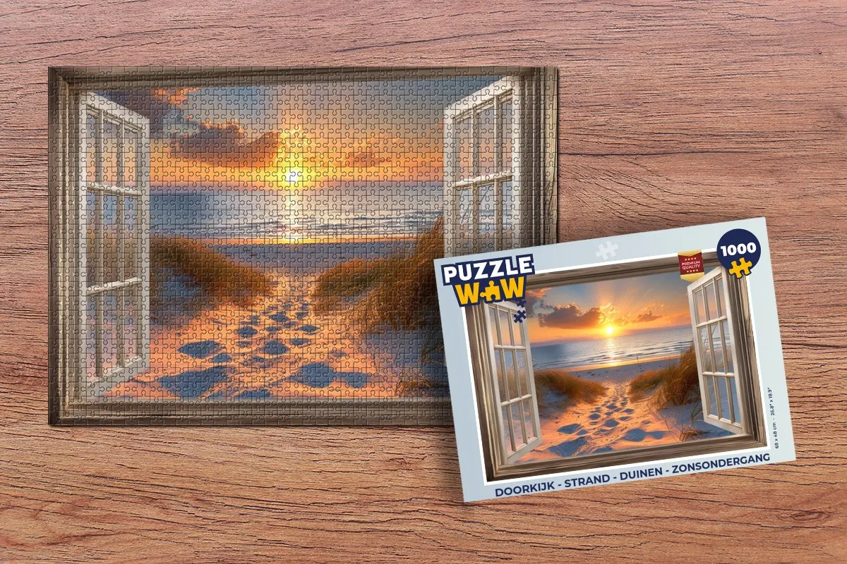 PuzzleWow Strand Legpuzzel 1000 Stuks - Zonsondergang/Duinen