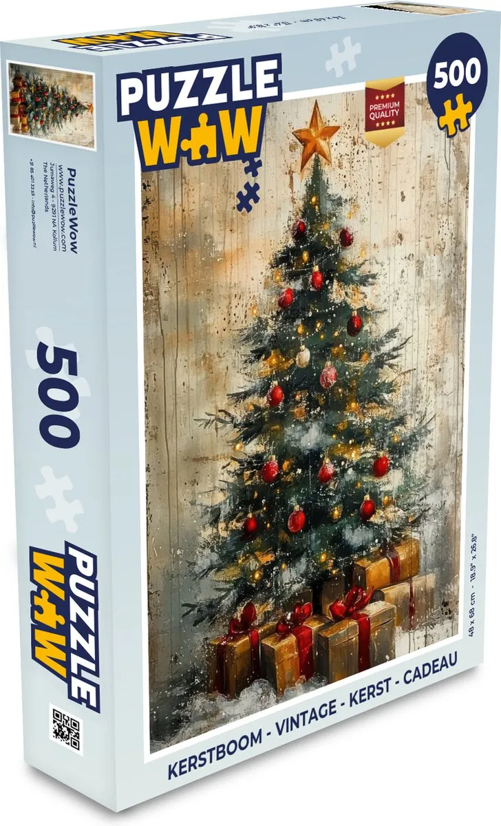 PuzzleWow Kerstboom Vintage Legpuzzel 500 Stuks - Kerstboom