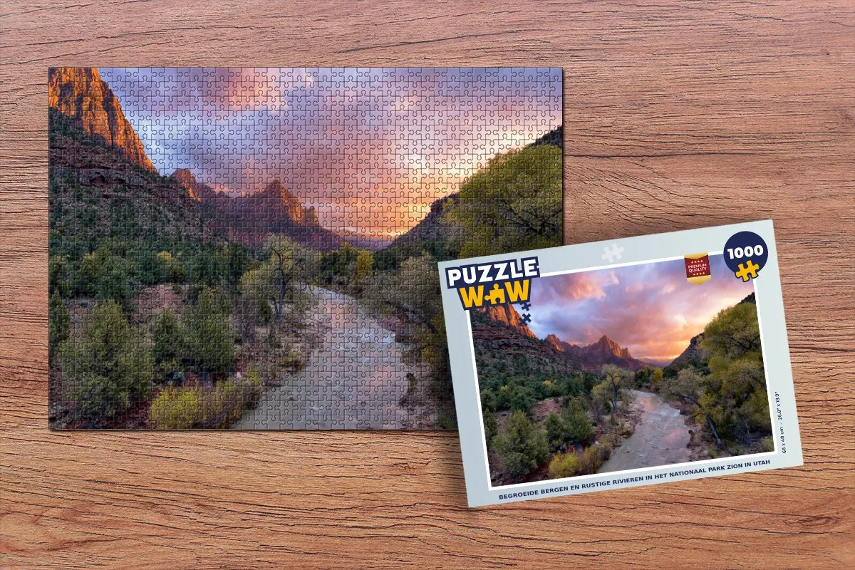 PuzzleWow Legpuzzel Begroeide Bergen & Rivieren Zion Utah 1000 Stuks