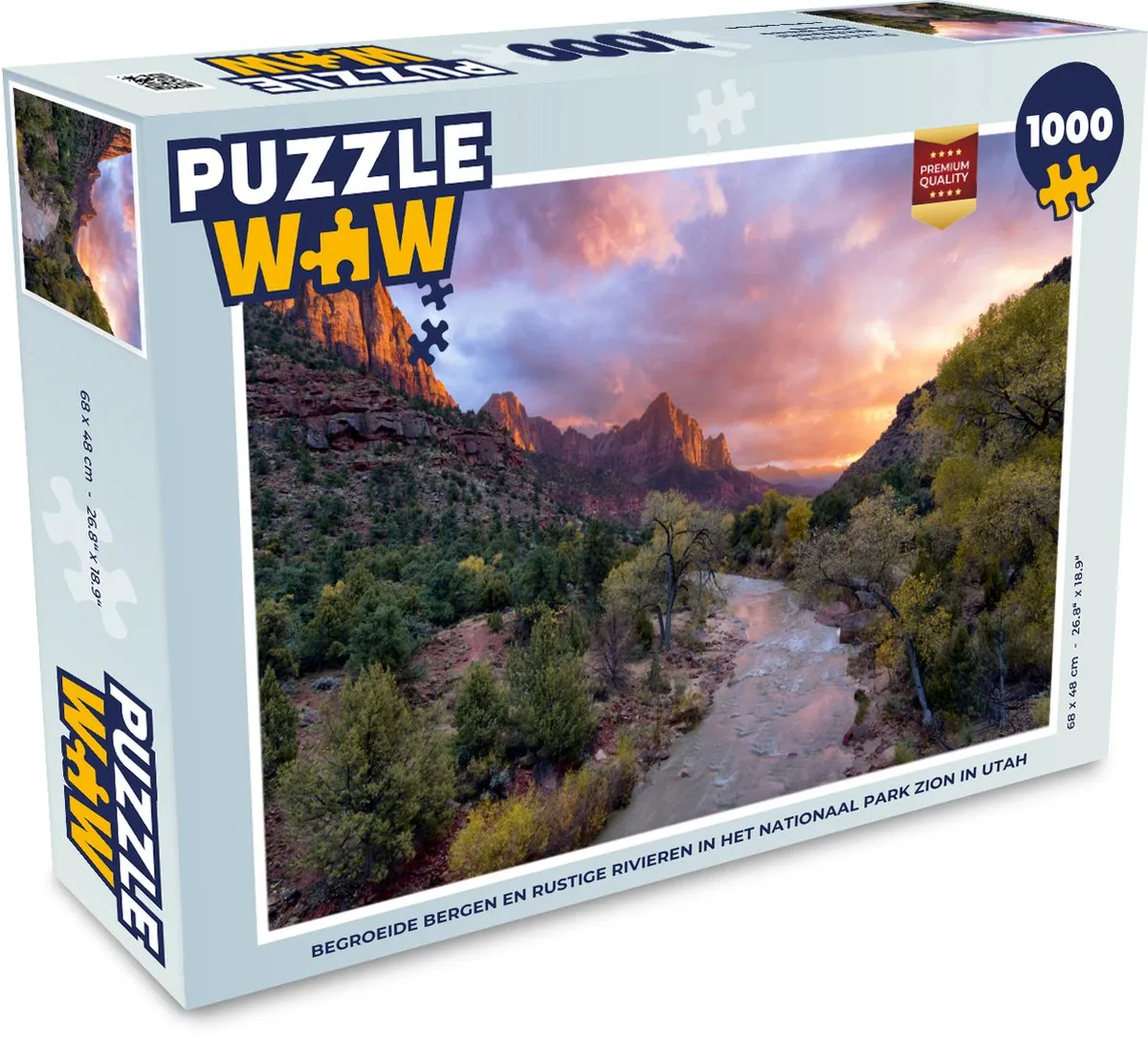 PuzzleWow Legpuzzel Begroeide Bergen & Rivieren Zion Utah 1000 Stuks - Multicolor